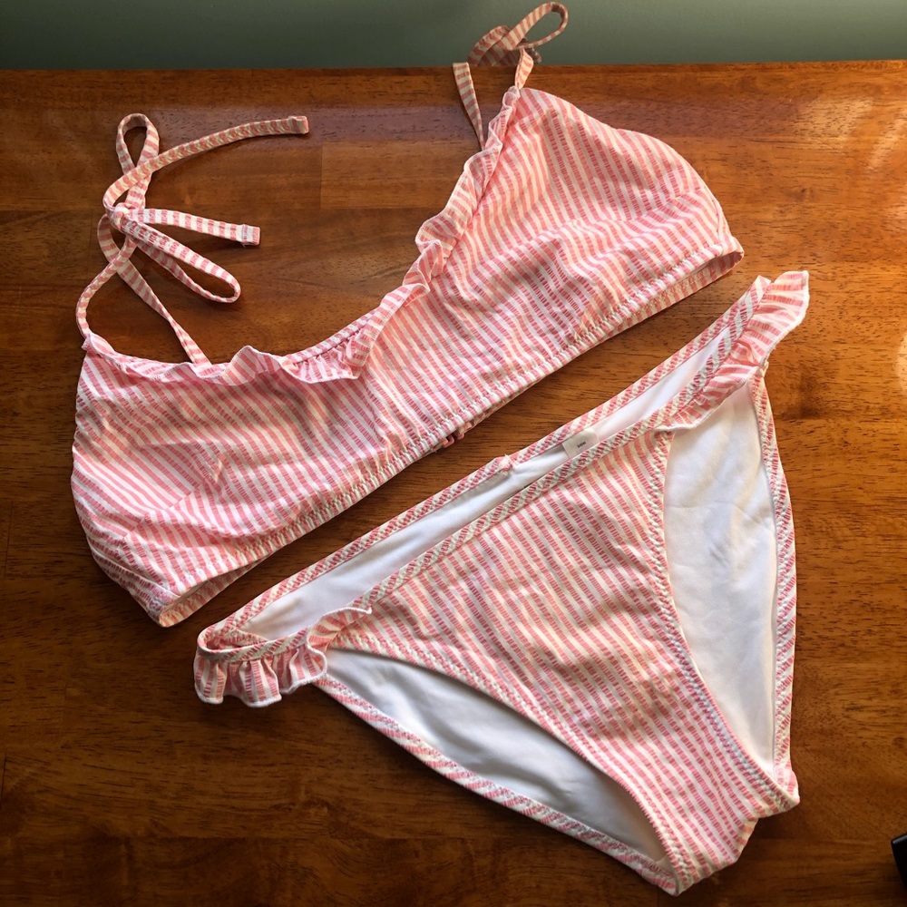 Aerie pink seersucker bikini